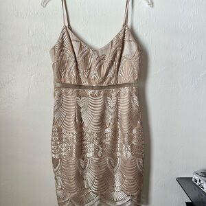 Guess Beige Patterned Mini Dress
